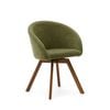 MARVIN swivel chair green chenille with walnut legs