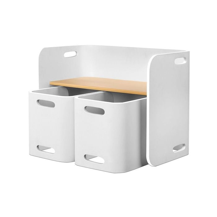 3 Piece Nordic Kids Table and Chairs Desk Set - White