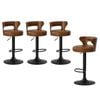 Oikiture 4x Bar Stools Swivel Stool Wooden Leather Camel