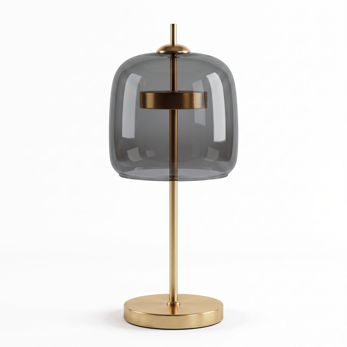 Nordhavn Replica Jube Table Lamp, 240V Grey Glass Dome Bedside Desk Light