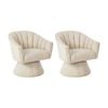 Oikiture 2x Swivel Armchair Linen Fabric Lounge Chair Accent Chair Beige
