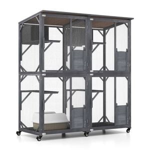 Costway 182cm Cat Condo House Indoor Outdoor Kitten Cage Enclosure