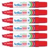 6pc Artline 100 Jumbo Permanent Chisel Whiteboard Writing 7.5-12mm Marker Red
