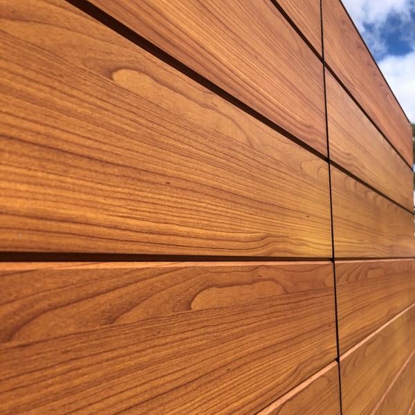 Close up of brown wood-look cladding