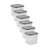 6x Partyware Dry Food Storage Container W/ Black Lid 4l Clear