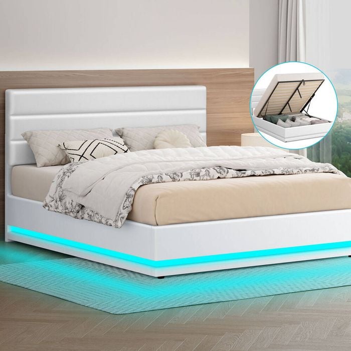Alfordson Bed Frame Queen Rgb Led Gas Lift