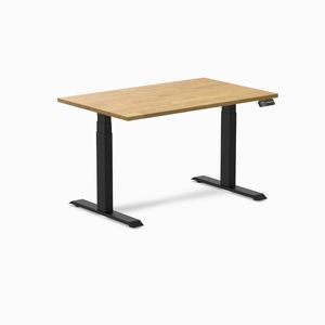 Desky Dual Rubberwood Sit Stand Desk Matte Black Frame 120cm