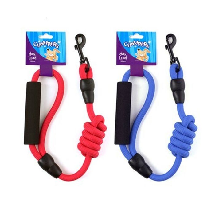 YES4PETS 2 x Padded Handle Dog Puppy Lead 120 cm Length Red or Blue Nylon Rope Lead