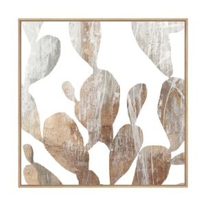 Artey | Marble Foliage II - Framed Canvas - Natural Frame - 64 x 64cm
