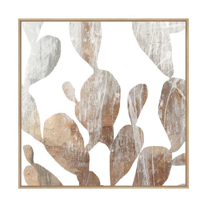 Artey | Marble Foliage II - Framed Canvas - Natural Frame - 64 x 64cm