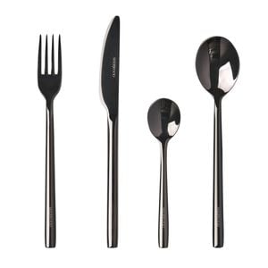 Sherwood 24 Piece Titanium Black Stainless Steel Cutlery Dinner Set Knife/Fork/Spoon
