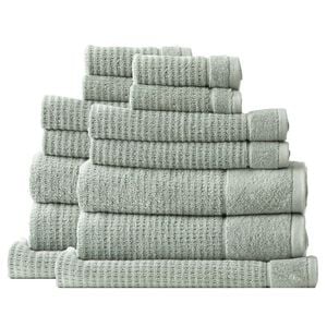 14pc Renee Taylor Cambridge 650gsm Textured Bath/hand/face Towel Eucalyptus
