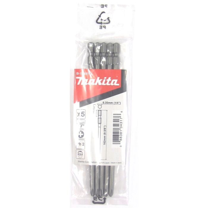 Makita Screwdriver Bit  6.35x162mm  5pk