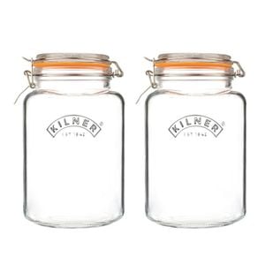 Kilner Square Clip Top Glass Jar 3 Litre Set Of 2