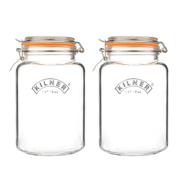 Kilner Square Clip Top Glass Jar 3 Litre Set Of 2
