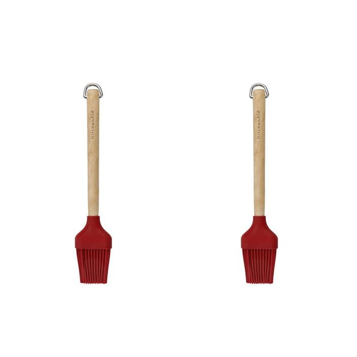 2pk Kitchenaid Birchwood Basting Brush Spatula Silicon Cooking Tool Empire Red