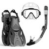 EMSINA Snorkel Set Mask Fin Trek Fin Dry Top Snorkeling Gear Adults Travel Bag (Charcoal  M/L)