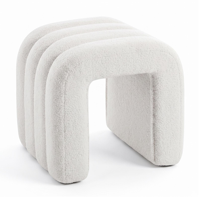 Nordhavn Velvet Ottoman Footstool Upholstered Accent Stool | 50×39×45.5cm