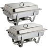 Olympia Milan Chafing Dish Twin Pack 9l 1/1 Gn Stainless Steel Buffet Food Warmer 270x332x590mm