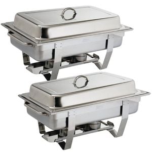 Olympia Milan Chafing Dish Twin Pack 9l 1/1 Gn Stainless Steel Buffet Food Warmer 270x332x590mm