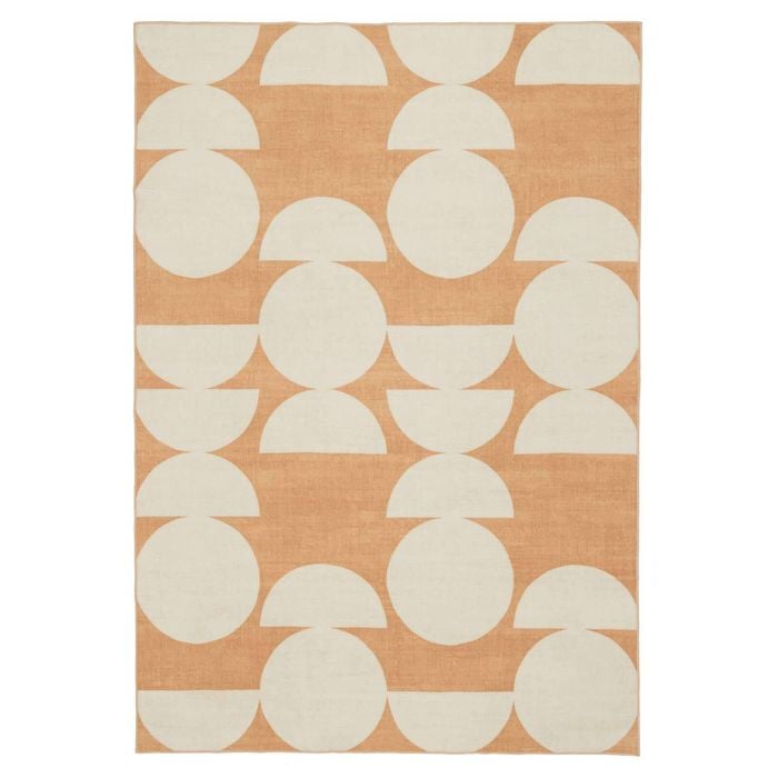 Loopsie-320cm X 230cm-tiari Half Moons Printed Peach And Cream Washable Rug