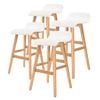 La Bella 4 Set 65cm White Wooden Bar Stool Sophia Leather