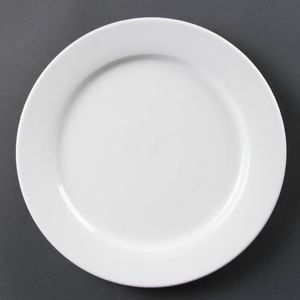 Olympia Wide Rimmed Plates Whiteware White Porcelain 280mm 6 Pack Commercial Tableware