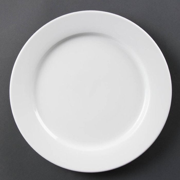 Olympia Wide Rimmed Plates Whiteware White Porcelain 280mm 6 Pack Commercial Tableware