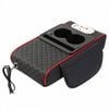 Catzon 4in1 Leather Car Armrest Storage Box With Charging Port Armrest Box Booster Pad-blackred