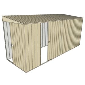 Build-a-Shed 1.5 x 4.5 x 2m Single Sliding Side Door Skillion Shed - Cream