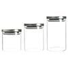 Argon Tableware Glass Storage Jars with Metal Lids - Silicone Seal - 3 Sizes - Silver