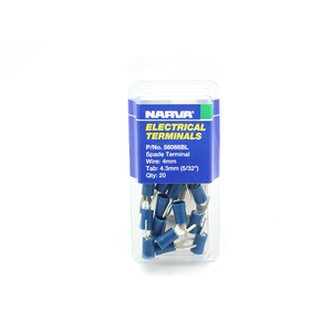 Narva 4mm Blue Electrical Spade Terminal - 20 Pack