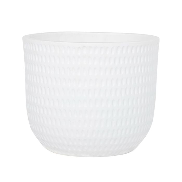 260 x 310mm Extra Large White Round Dotty Ceramic Pot