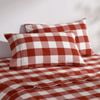 Dreamaker Remy Washed Cotton Yarn Dyed Check Standard Pillowcase Rust Twin Pack