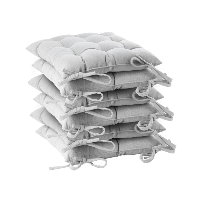 Harbour Housewares Square Dining Chair Seat Cushions - Grey - Pack Of 6