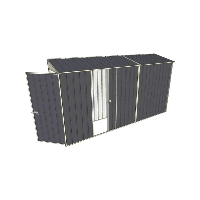 Build-a-Shed 0.8 x 3.7 x 2m Skillion Single Hinged Door Shed with Single Sliding Side Door - Grey