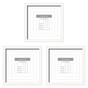 3PK Frankie & Me Window Wooden Multi-Mat Square Photo Frame Decor 32.5cm Black