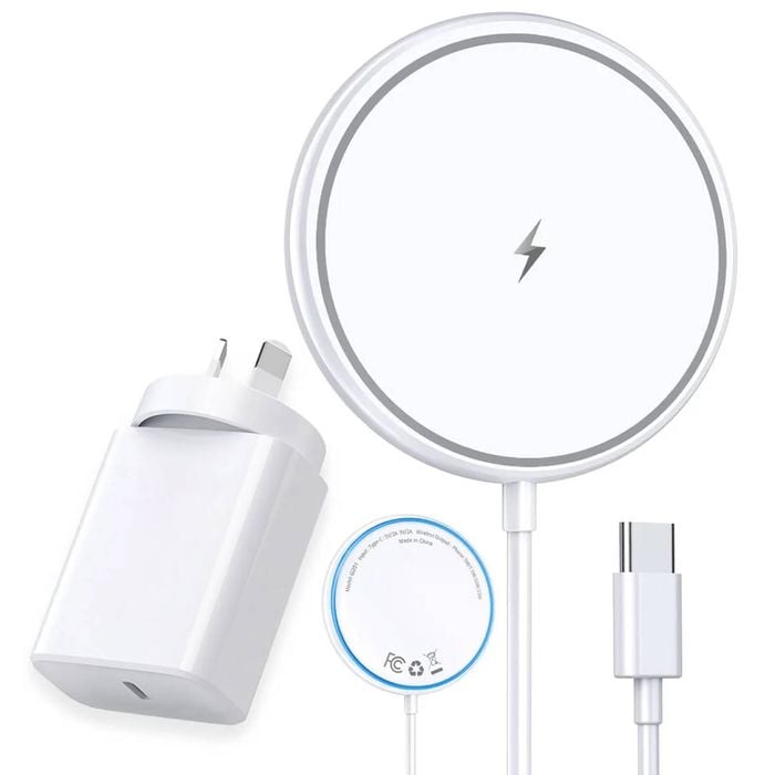 15W Magnetic Wireless Charging Pad for iPhone & Airpods Fast Charger White Power Adapter