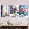 3pcs Vibrant Flowers in Vases Floral Bouquet  Print 100% Australian Made 3 x 40x60cm (Metal Print)