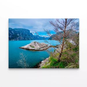 Trees with Lake & Mountains  Print 100% Australian Made 120 x 90cm  (Stretched)