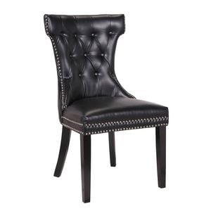 2x Dining Chair Black PU leather Upholstery Wooden Frame Back