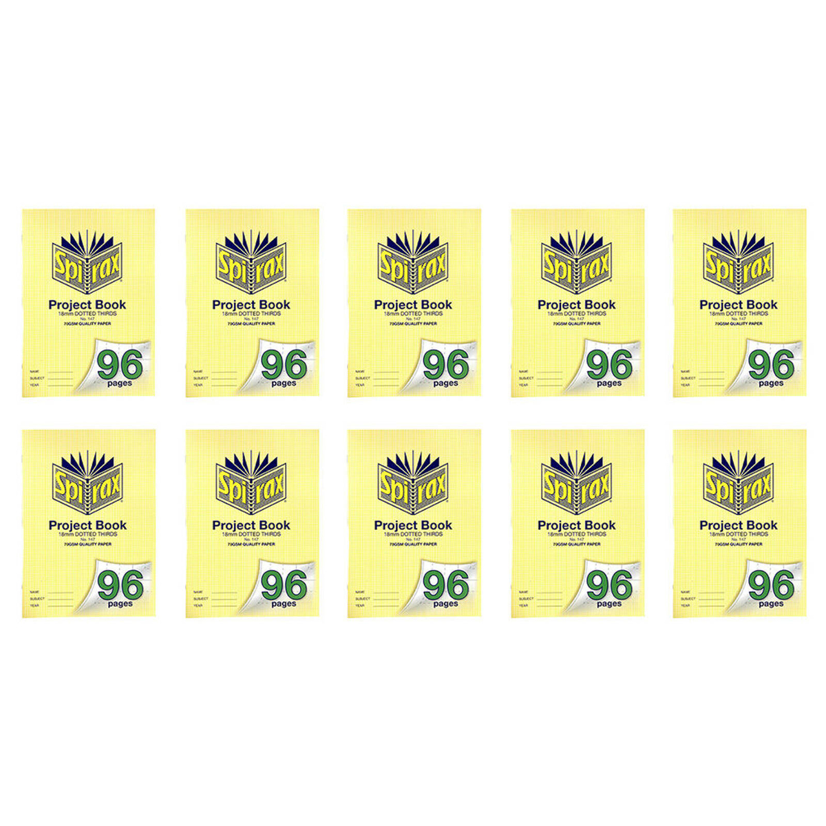10x Spirax 147 Project Book A4 18mm Dotted Thirds 96 Pages Notebook ...