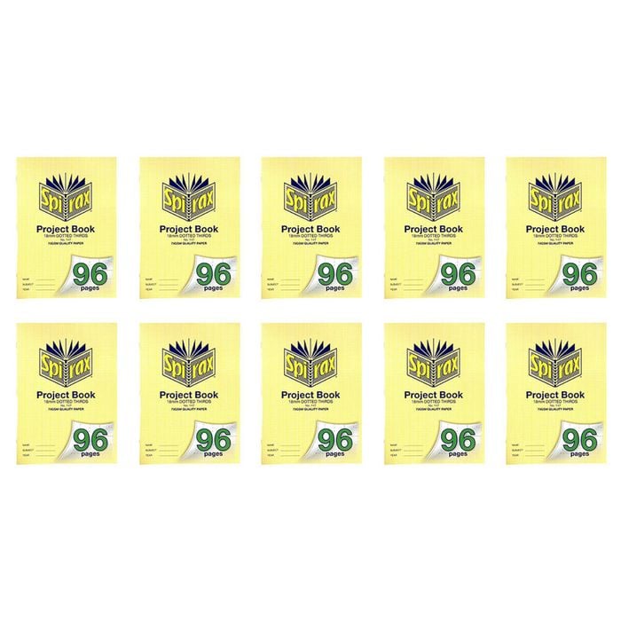 10x Spirax 147 Project Book A4 18mm Dotted Thirds 96 Pages Notebook Yellow