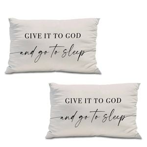 Catzon 2 Pcs Summer Lumbar Pillow Covers Linen Pillowcase for Home Decor-Set 17