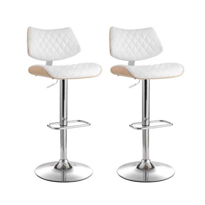 Artiss Bar Stools Kitchen Wooden Leather White