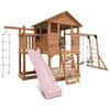 Lifespan Kids Kingston Cubby House, Monkey Bars, Swing Set with 2.2m Pastel Pink Slide