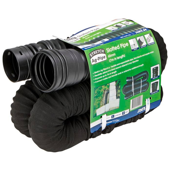 Reln 65mm x 7m Slotted And Socked Stretch Ag-Pipe