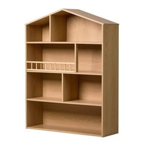Oikiture Kids Bookshelf Toy Storage Children Bookcase Display Shelf Rack Natural