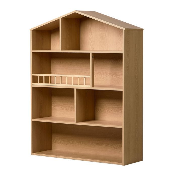 Oikiture Kids Bookshelf Toy Storage Children Bookcase Display Shelf Rack Natural
