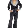 Flashy Black Zebra Print Mens 1970s Pimp Costume - Standard